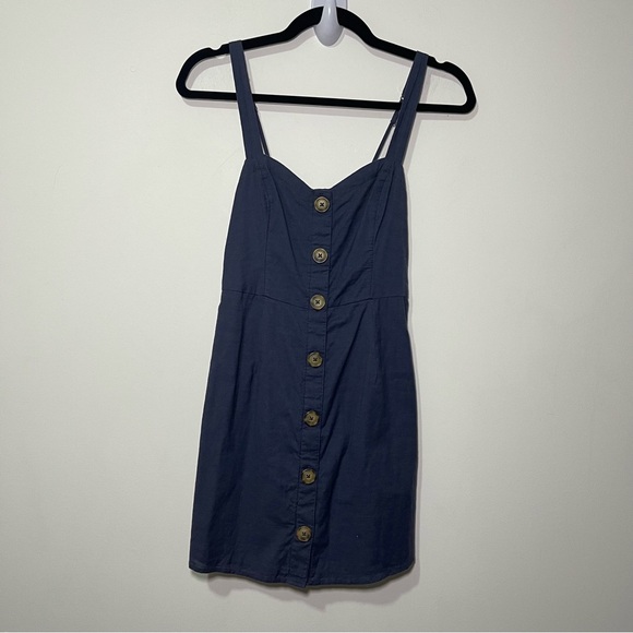 Abercombie & Fitch women's Navy full button down babydoll mini overall dress XS - Picture 2 of 7